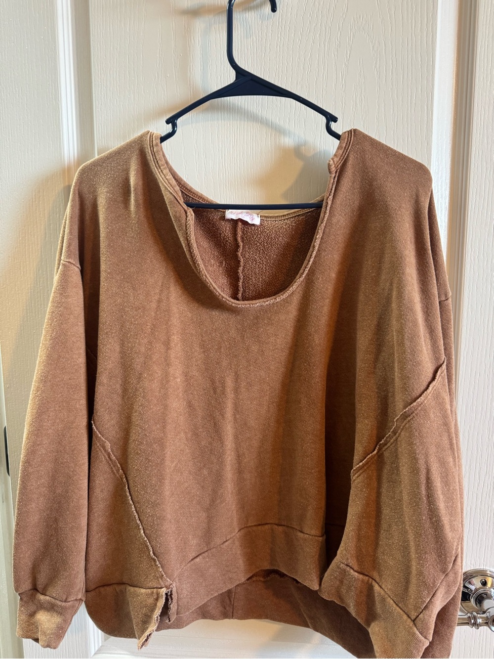 Pink Lily Rust Brown Terry Pullover